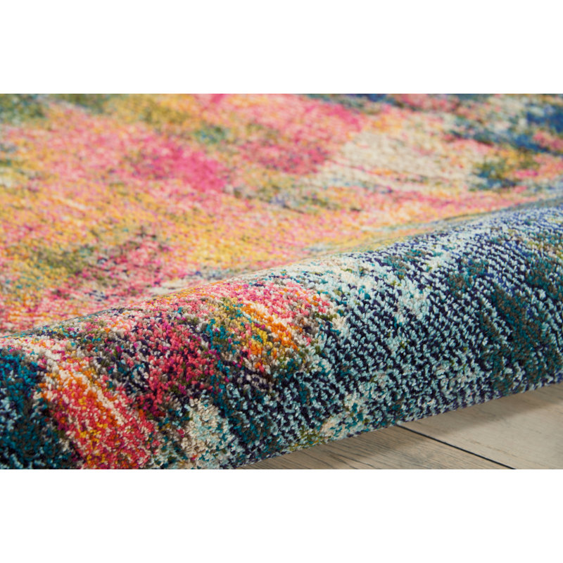 Ivy Bronx Velva Performance Blue/Yellow/Pink Rug & Reviews Wayfair